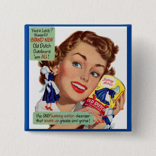 Old Dutch Cleanser lady Vierkante Button 5,1 Cm