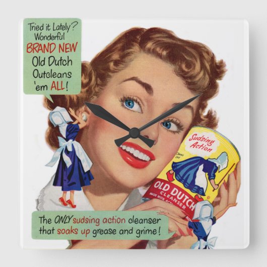 Old Dutch Cleanser lady Vierkante Klok (Voorkant)