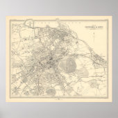 Old Edinburgh Scotland Map (1912) Poster (Voorkant)
