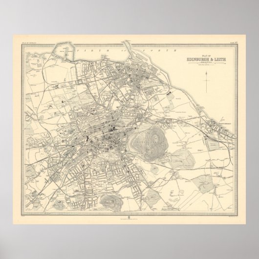 Old Edinburgh Scotland Map (1912) Poster (Voorkant)