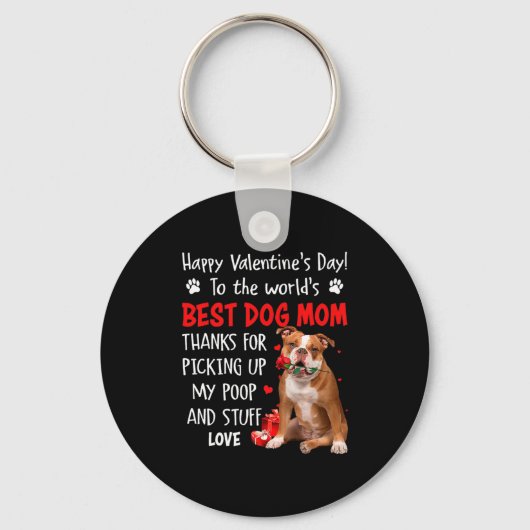 Old English Bulldog Dog Mom Valentines Day Fu Sleutelhanger (Voorkant)