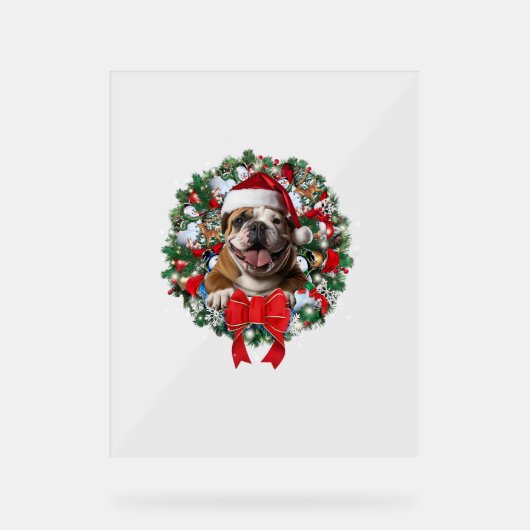 Old English Bulldog Kerstkrans Decoratie Xm (Voorkant)