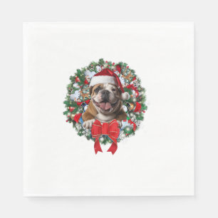 Old English Bulldog Kerstkrans Decoratie Xm Servet