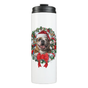 Old English Bulldog Kerstkrans Decoratie Xm Thermosbeker