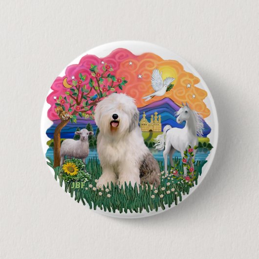 Old English Sheepdog #6 Ronde Button 5,7 Cm (Voorkant)