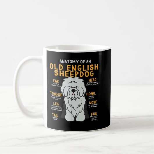 Old English Sheepdog Anatomy Funny Dog Mom Dad Koffiemok (Links)
