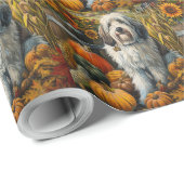 Old English Sheepdog Autumn Harvest Thanksgiving Cadeaupapier (Rol Hoek)