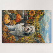 Old English Sheepdog Autumn Harvest Thanksgiving Legpuzzel (Horizontaal)