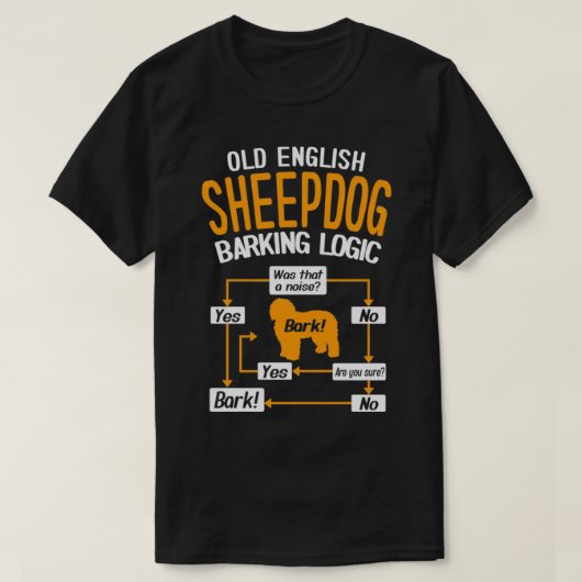 Old English Sheepdog Barking Logic Funny Dog Lover T-shirt (Design voorkant)