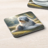 Old English Sheepdog Bier Onderzetter (Linkerzijde)