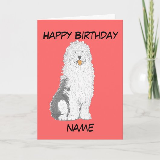 Old English Sheepdog Birthday Cards, tekst toevoeg Kaart (Voorkant)