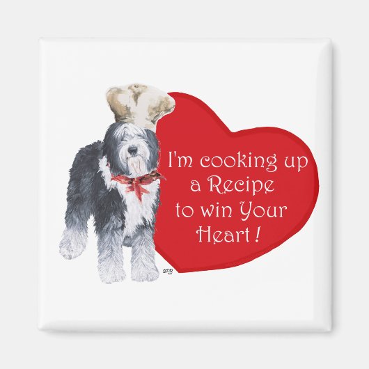 Old English Sheepdog Chef van de Liefde Magneet (Voorkant)