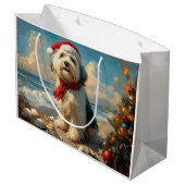 Old English Sheepdog Christmas  Beach Groot Cadeauzakje (Achterkant Gekanteld)