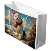 Old English Sheepdog Christmas  Beach Groot Cadeauzakje (Voorkant Gekanteld)