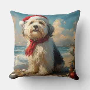 Old English Sheepdog Christmas  Beach Kussen