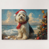 Old English Sheepdog Christmas  Beach Legpuzzel (Horizontaal)