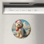 Old English Sheepdog Christmas  Beach Magneet (Insitu (Vaatwasser))