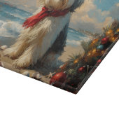 Old English Sheepdog Christmas Beach Snijplank (Hoek)