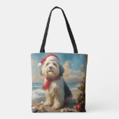 Old English Sheepdog Christmas  Beach Tote Bag (Achterkant)