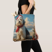 Old English Sheepdog Christmas  Beach Tote Bag (Dichtbij)