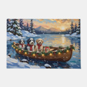 Old English Sheepdog Christmas Boat Holiday Deurmat (Voorkant)