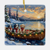 Old English Sheepdog Christmas Boat Holiday Keramisch Ornament (Voorkant)