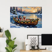 Old English Sheepdog Christmas Boat Holiday Poster (Thuiskantoor)