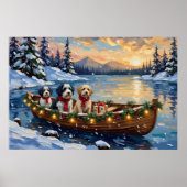 Old English Sheepdog Christmas Boat Holiday Poster (Voorkant)