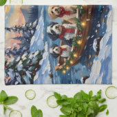 Old English Sheepdog Christmas Boat Holiday Theedoek (Gevouwen)