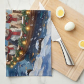 Old English Sheepdog Christmas Boat Holiday Theedoek (Quarter Fold)