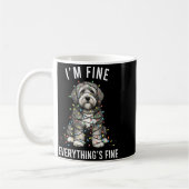 Old English Sheepdog Christmas I'm Fine Everything Koffiemok (Links)