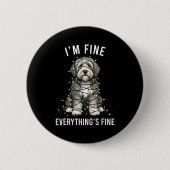Old English Sheepdog Christmas I'm Fine Everything Ronde Button 5,7 Cm (Voorkant)