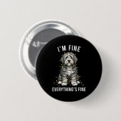 Old English Sheepdog Christmas I'm Fine Everything Ronde Button 5,7 Cm (Voorkant /achterkant)