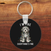 Old English Sheepdog Christmas I'm Fine Everything Sleutelhanger (Voorkant)