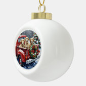 Old English Sheepdog Christmas Red Truck Holiday Keramische Bal Ornament (Rechts)