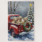 Old English Sheepdog Christmas Red Truck Holiday Legpuzzel (Verticaal)