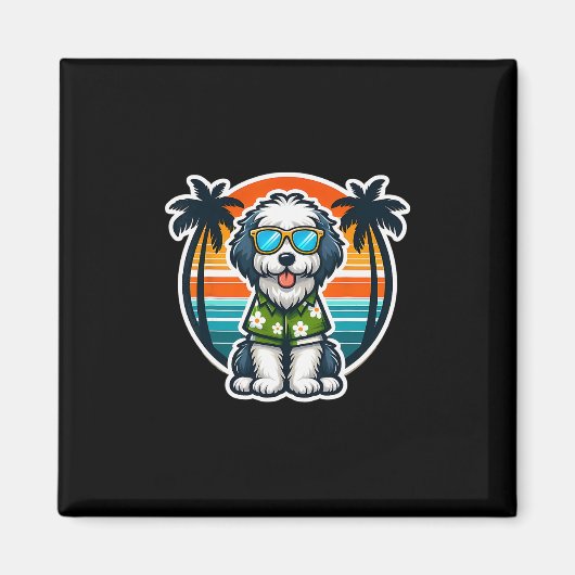 Old English Sheepdog Dog Owner Summer Vibes Vacati Magneet (Voorkant)