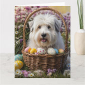 Old English Sheepdog Easter Eggs Kaart (Voorkant)