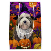 Old English Sheepdog Halloween Heksenpompoen Medium Cadeauzakje (Achterkant)