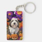 Old English Sheepdog Halloween Heksenpompoen Sleutelhanger (achterkant)