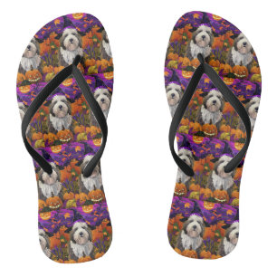Old English Sheepdog Halloween Heksenpompoen Teenslippers