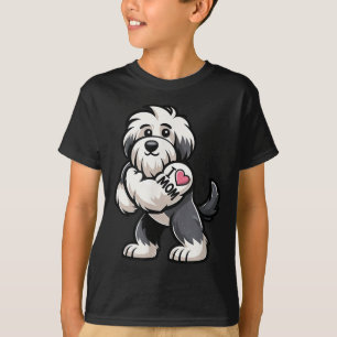 Old English Sheepdog I Love Mom Funny Dog Tattoo T-shirt
