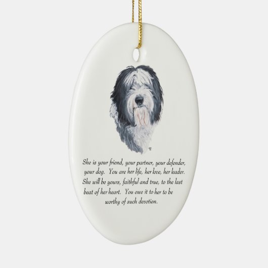 Old English Sheepdog Keepsake - Vrouw Keramisch Ornament (Rechts)