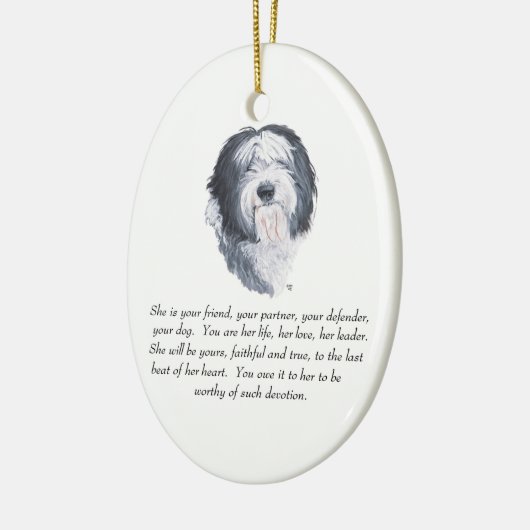 Old English Sheepdog Keepsake - Vrouw Keramisch Ornament (Links)