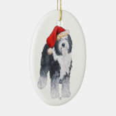 Old English Sheepdog Kerstmuts Keramisch Ornament (Rechts)