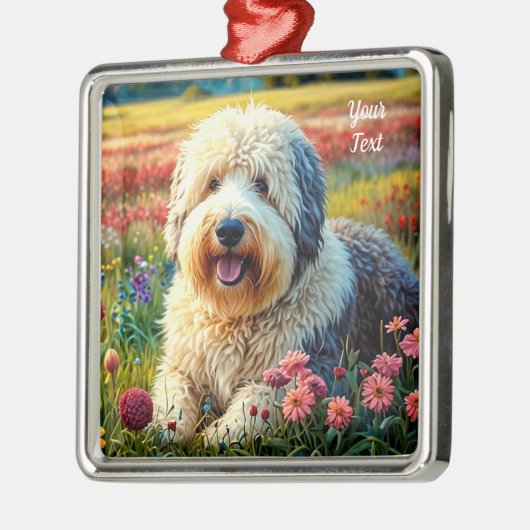 Old English Sheepdog Metalen Ornament (Links)