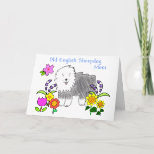 Old English Sheepdog Mom Kaart