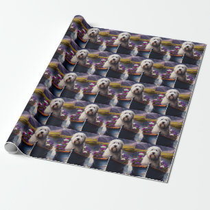 Old English Sheepdog op een Peddel: Een Schitteren Cadeaupapier