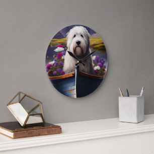 Old English Sheepdog op een Peddel: Een Schitteren Grote Klok