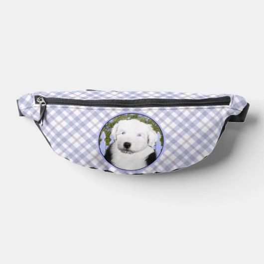 Old English Sheepdog Puppy Schilderij Pet Dog Art Heuptasje (Liggend)